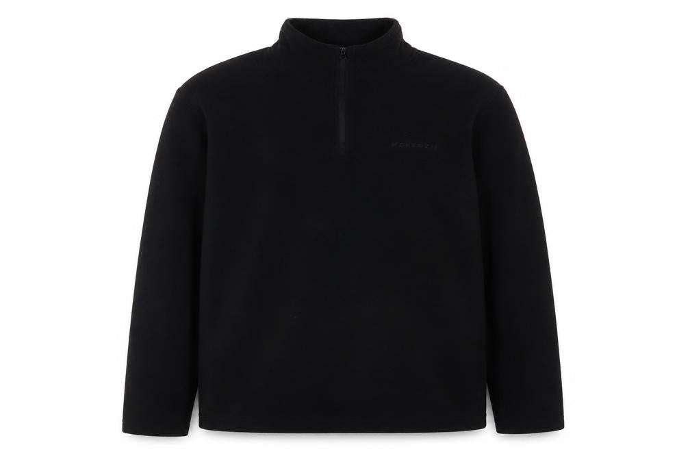 Front view of McKenzie Men’s Black Fleece 1/4 Zip Pullover Sweatshirt XL
