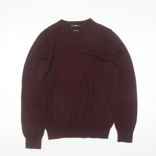 Dunnes Men’s Wine Merino Blend V-Neck Jumper Medium