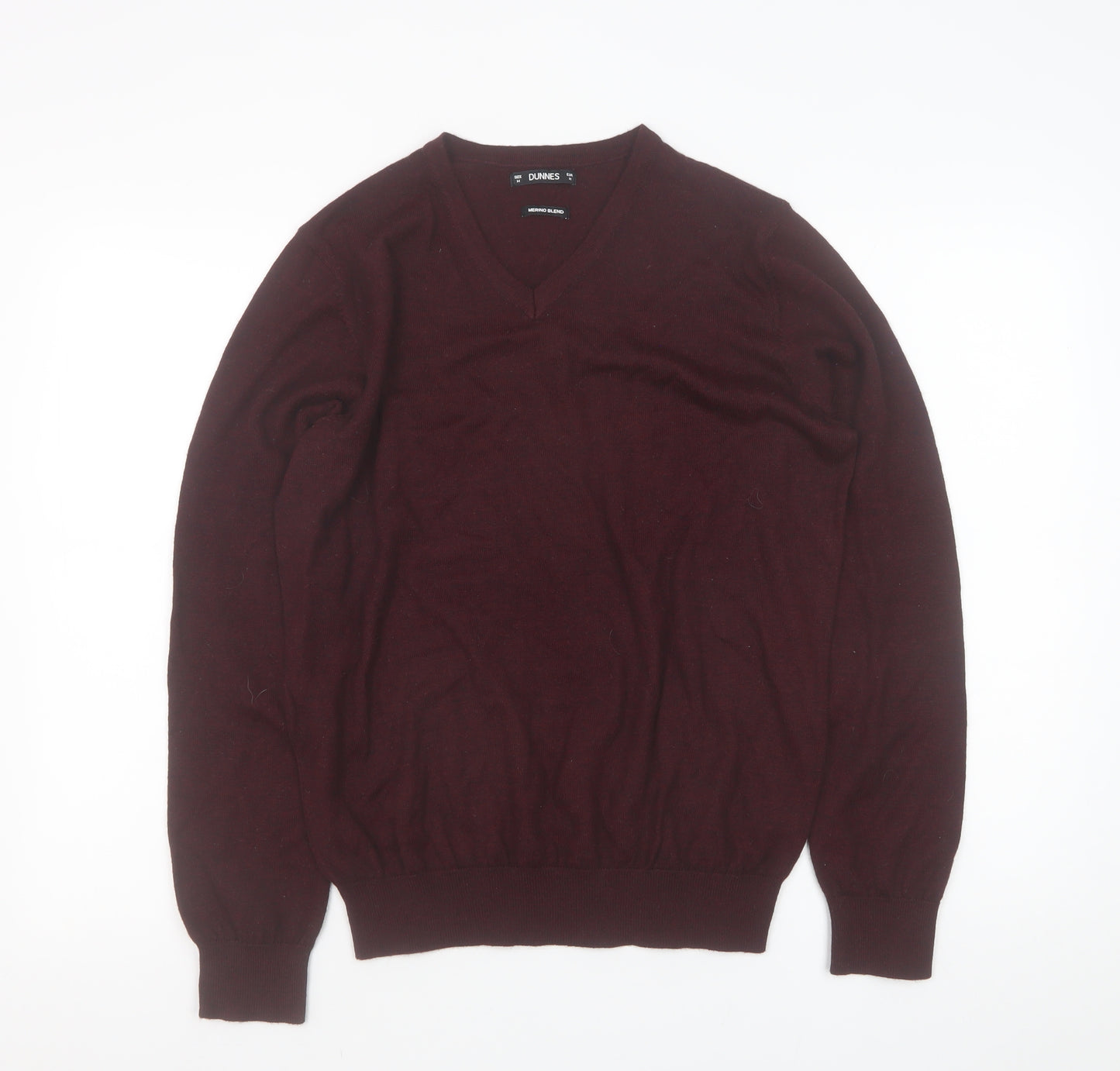 Dunnes Men’s Wine Merino Blend V-Neck Jumper Medium