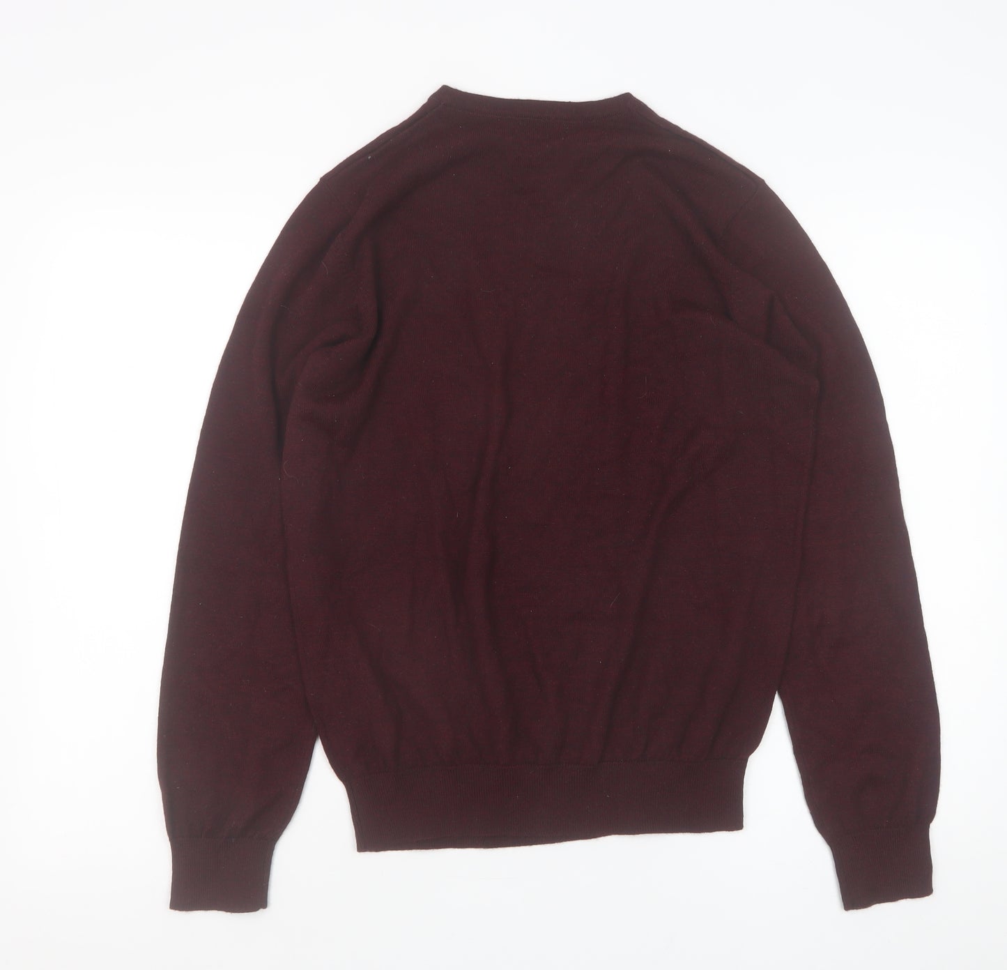 Dunnes Men’s Wine Merino Blend V-Neck Jumper Medium
