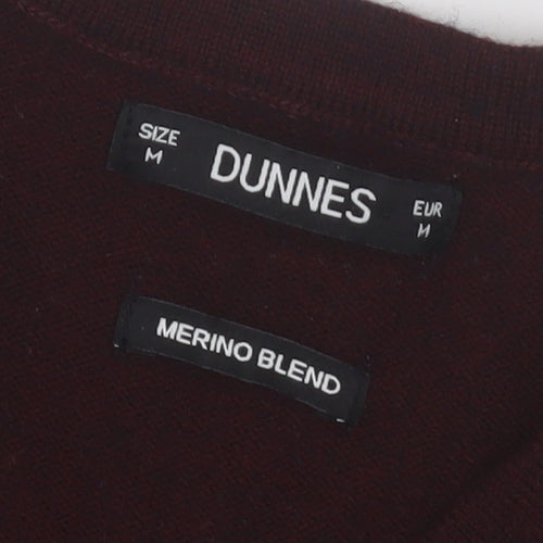 Dunnes Men’s Wine Merino Blend V-Neck Jumper Medium