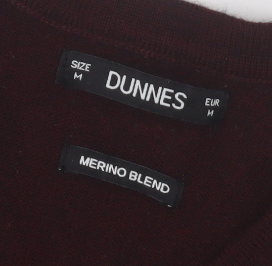Dunnes Men’s Wine Merino Blend V-Neck Jumper Medium
