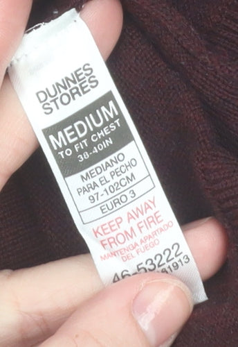 Dunnes Men’s Wine Merino Blend V-Neck Jumper Medium