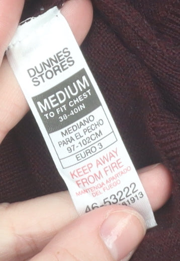 Dunnes Men’s Wine Merino Blend V-Neck Jumper Medium