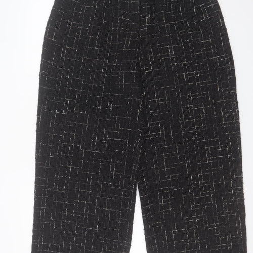 ASOS DESIGN Womens Black Tweed Wide-Leg High Waist Trousers UK 10