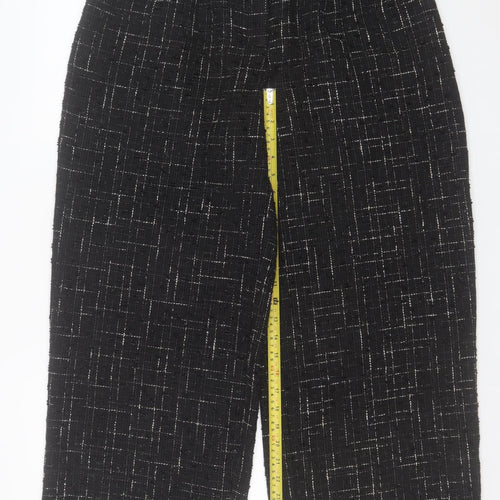 ASOS DESIGN Womens Black Tweed Wide-Leg High Waist Trousers UK 10