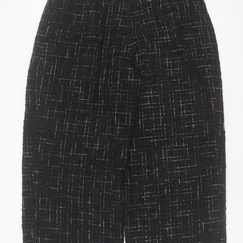 ASOS DESIGN Womens Black Tweed Wide-Leg High Waist Trousers UK 10
