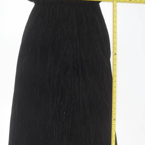 Boohoo Womens Black Pleated Wide-Leg Jumpsuit Size 12