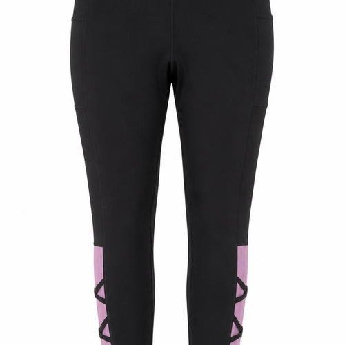 Pop Fit Women’s Black XL High Rise Ankle Leggings with Lace Up Detail