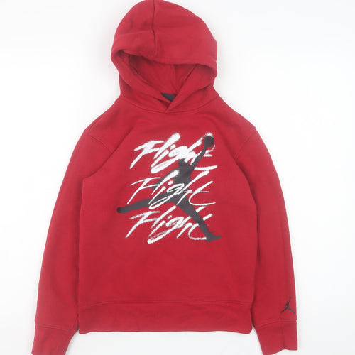Jordan Boys Red Pullover Hoodie 8-10 Years Fleece Graphic Hooded Sweatshirt
