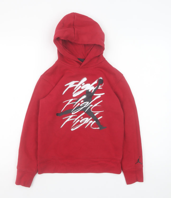 Jordan Boys Red Pullover Hoodie 8-10 Years Fleece Graphic Hooded Sweatshirt