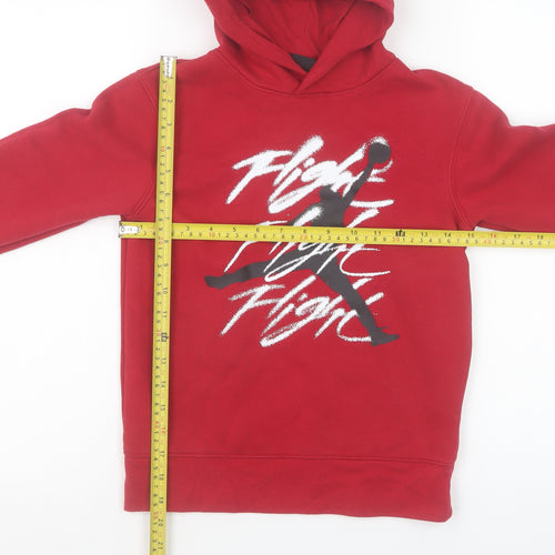 Jordan Boys Red Pullover Hoodie 8-10 Years Fleece Graphic Hooded Sweatshirt