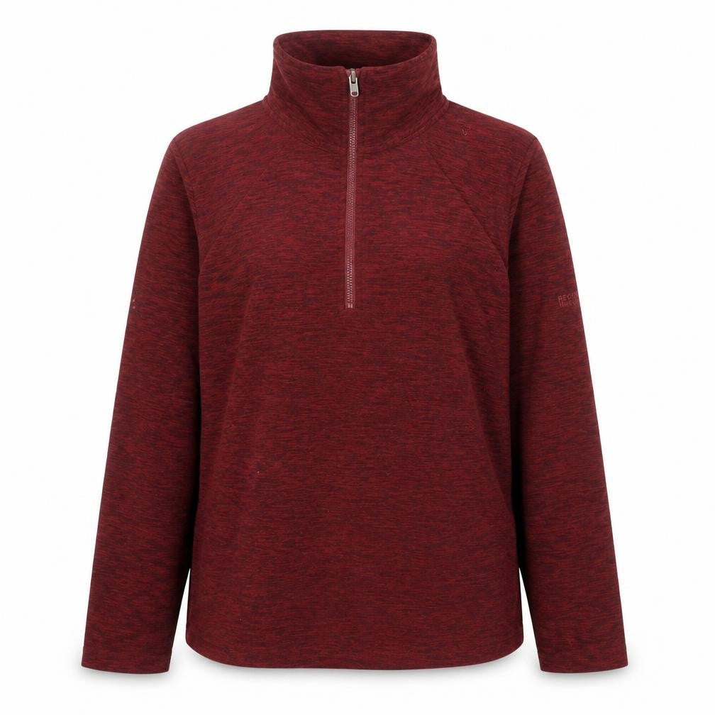 Front view of Regatta Great Outdoors Women Red 1/2 Zip Pullover Fleece UK 12