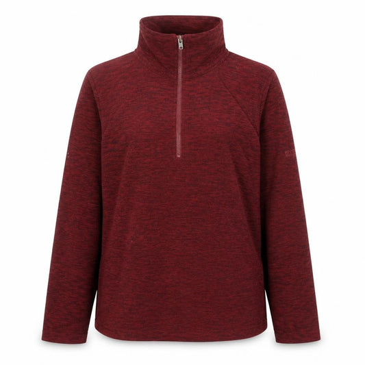 Front view of Regatta Great Outdoors Women Red 1/2 Zip Pullover Fleece UK 12