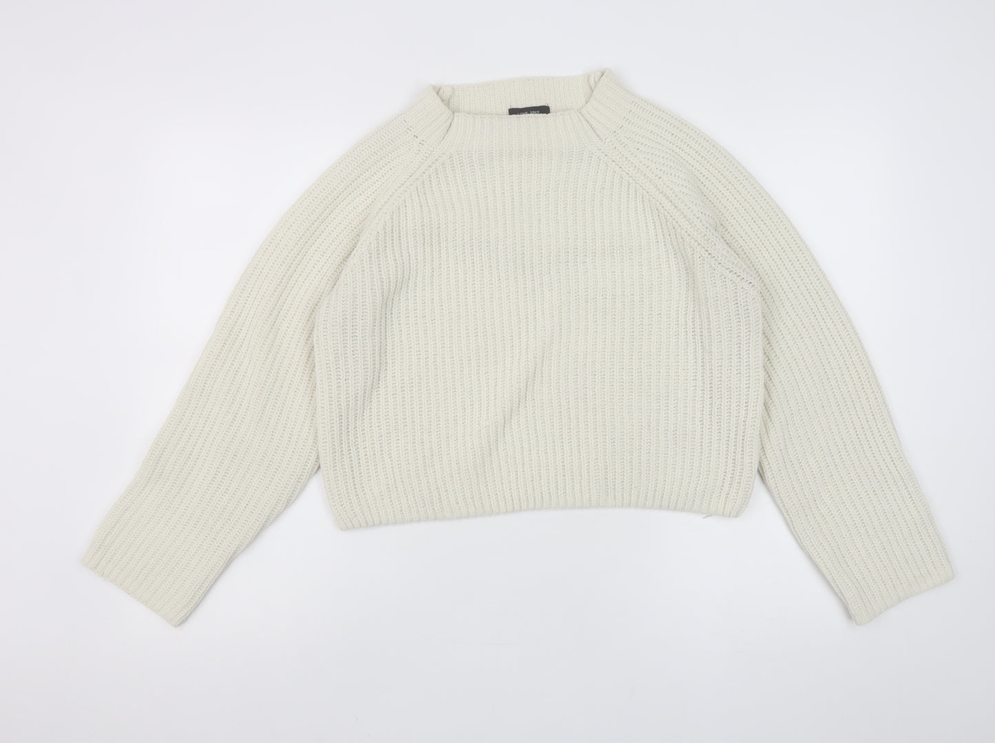 Love Tree Women Ivory Chunky-Knit High Neck Pullover Jumper M