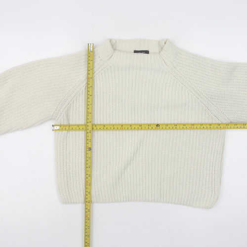 Love Tree Women Ivory Chunky-Knit High Neck Pullover Jumper M