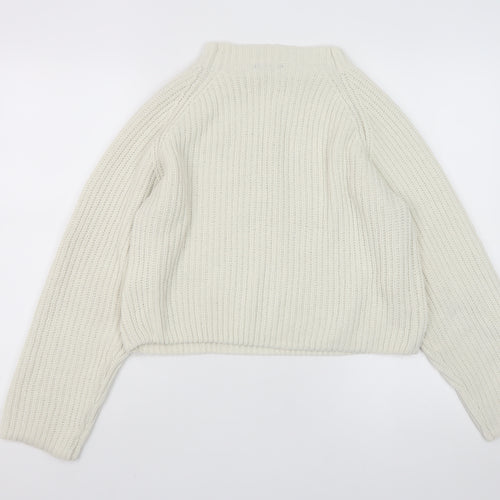 Love Tree Women Ivory Chunky-Knit High Neck Pullover Jumper M