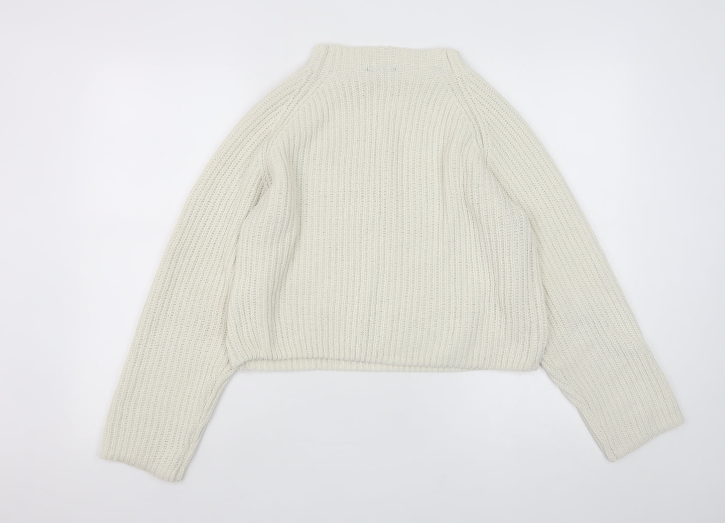 Love Tree Women Ivory Chunky-Knit High Neck Pullover Jumper M