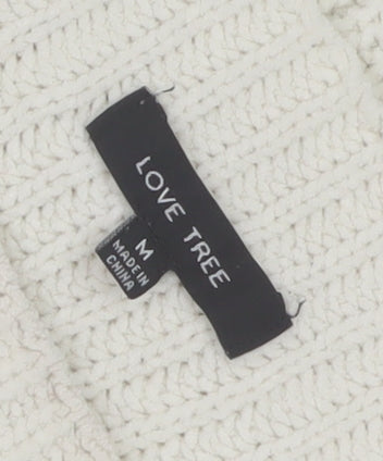 Love Tree Women Ivory Chunky-Knit High Neck Pullover Jumper M