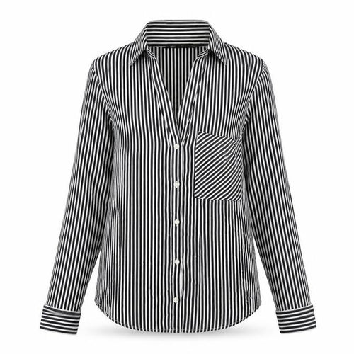 Zara Women’s Black Striped Cotton Button-Up Shirt Size S