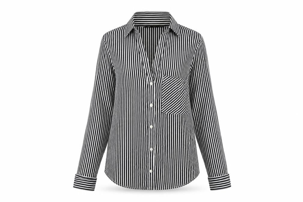 Zara Women’s Black Striped Cotton Button-Up Shirt Size S