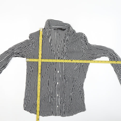 Zara Women’s Black Striped Cotton Button-Up Shirt Size S