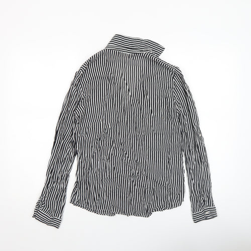 Zara Women’s Black Striped Cotton Button-Up Shirt Size S