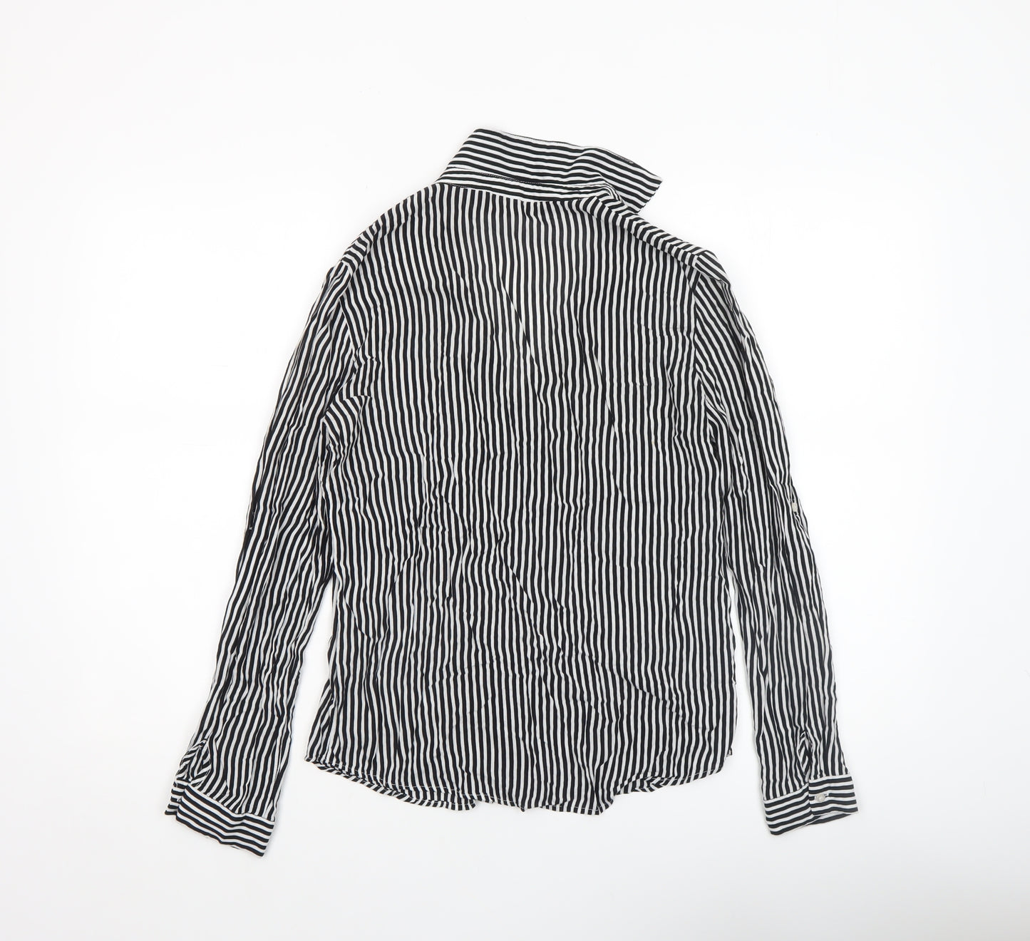 Zara Women’s Black Striped Cotton Button-Up Shirt Size S