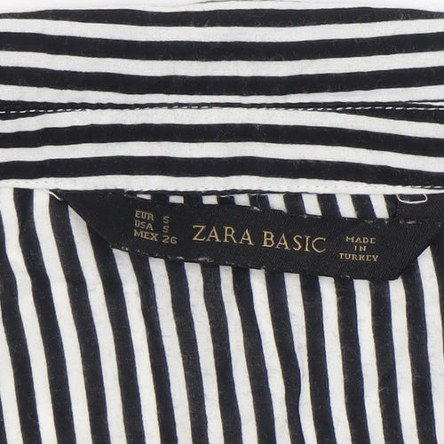 Zara Women’s Black Striped Cotton Button-Up Shirt Size S