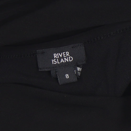 River Island Women's Black One Shoulder Long Sleeve Bodysuit Size 8