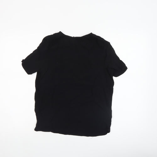 H&M Women’s Black Short Sleeve Basic Viscose Blouse UK 8