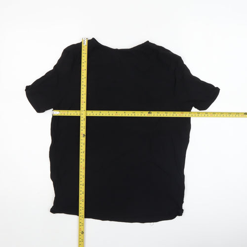 H&M Women’s Black Short Sleeve Basic Viscose Blouse UK 8