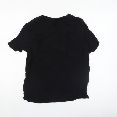 H&M Women’s Black Short Sleeve Basic Viscose Blouse UK 8