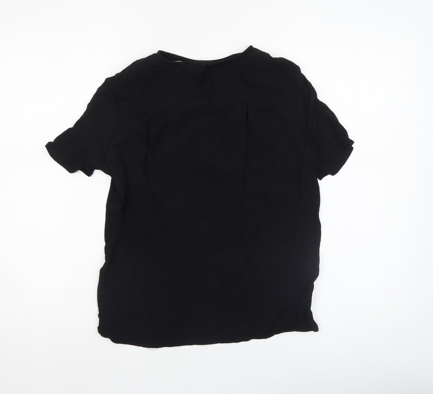 H&M Women’s Black Short Sleeve Basic Viscose Blouse UK 8