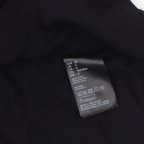 H&M Women’s Black Short Sleeve Basic Viscose Blouse UK 8
