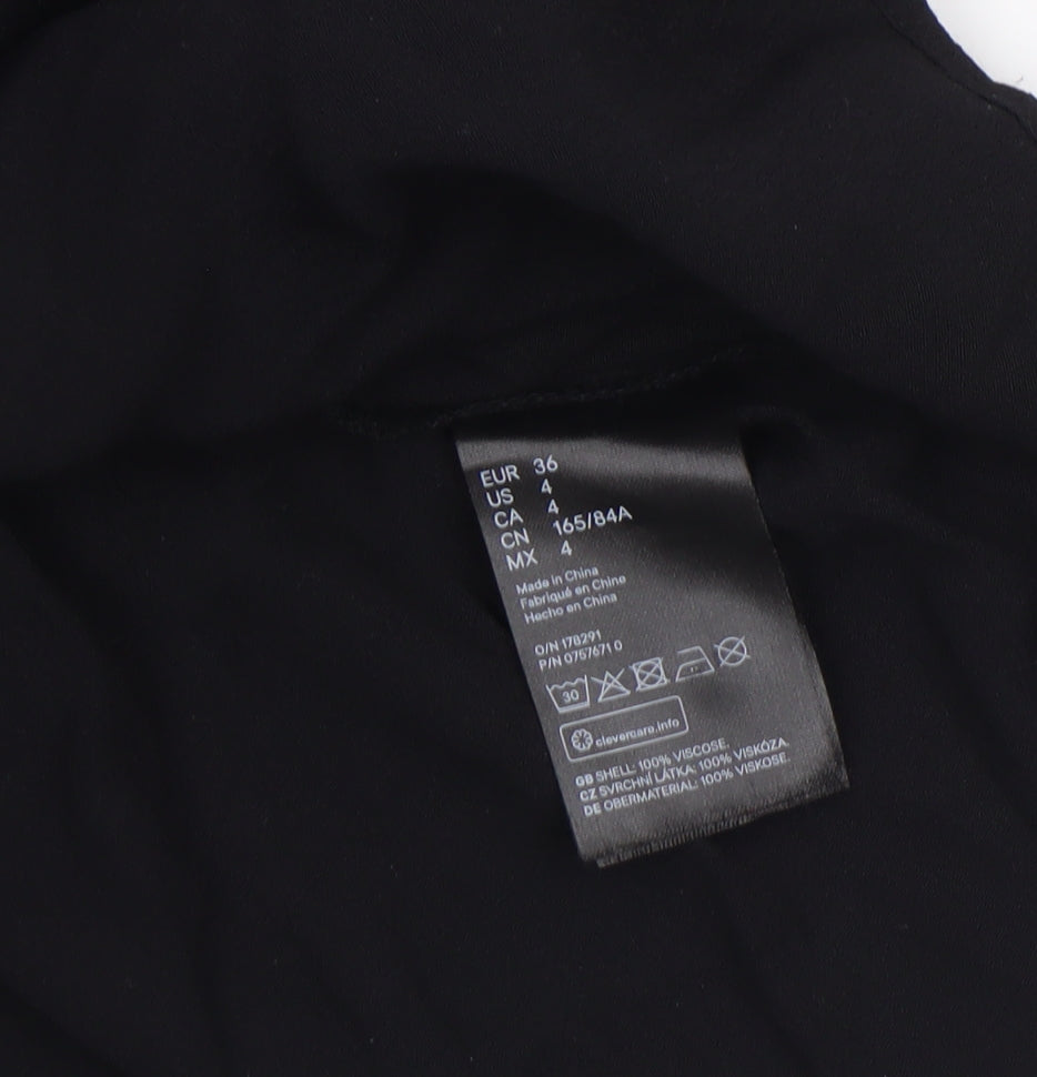 H&M Women’s Black Short Sleeve Basic Viscose Blouse UK 8