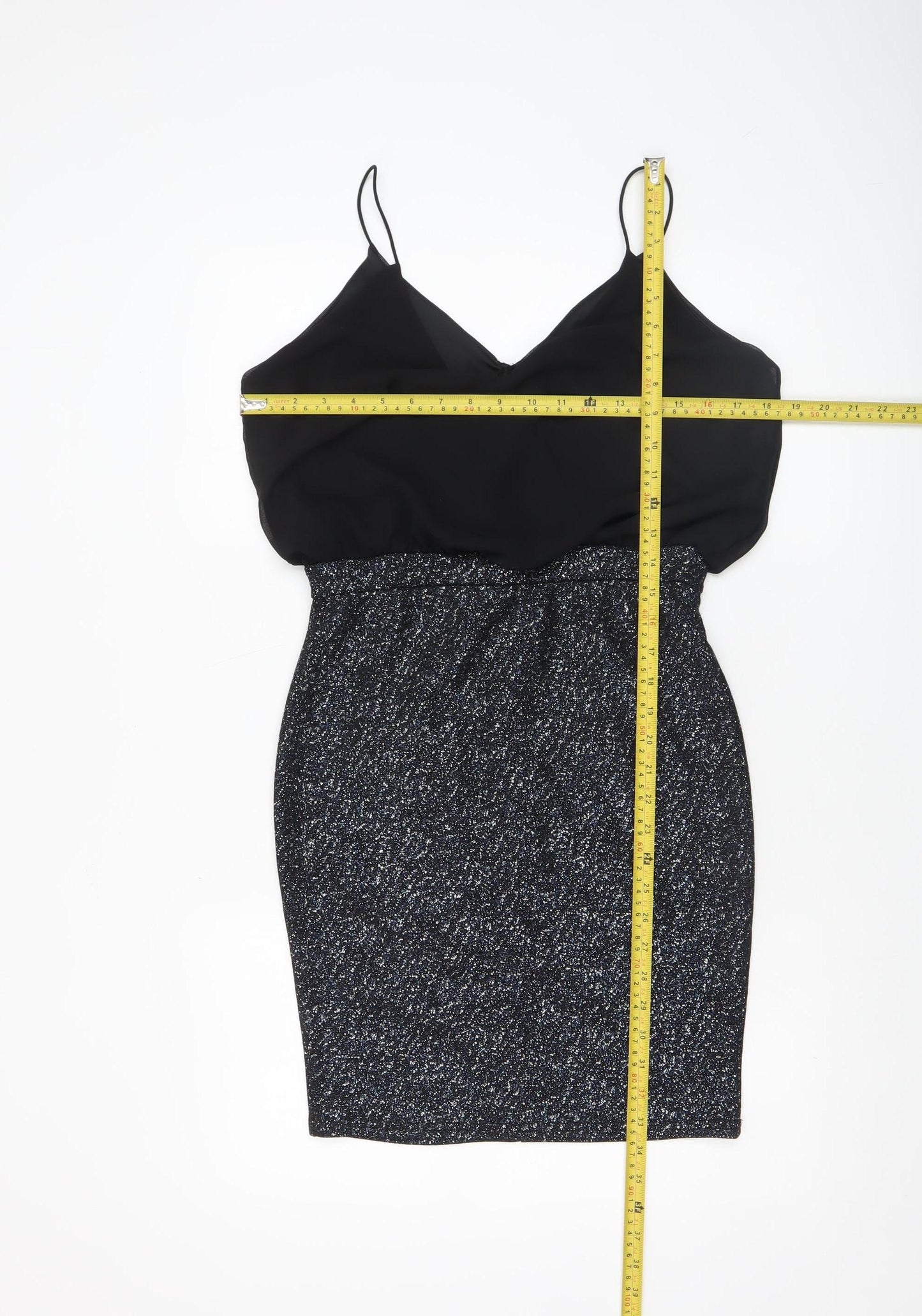 TFNC London Women’s Black Size 14 Glitter Bodycon Party Dress