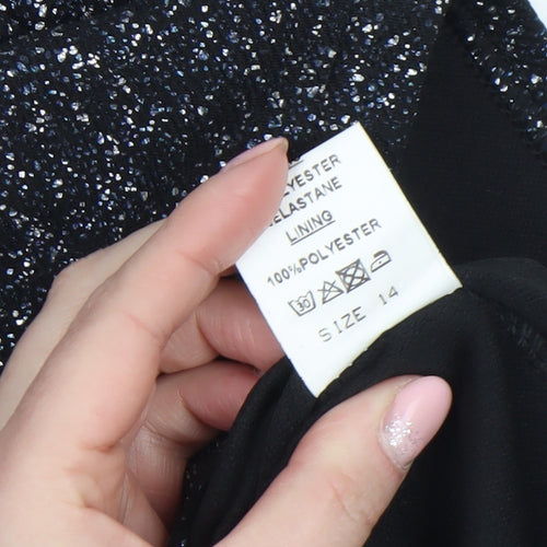 TFNC London Women’s Black Size 14 Glitter Bodycon Party Dress