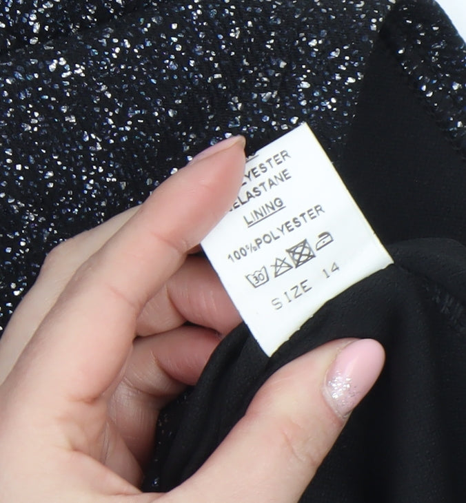 TFNC London Women’s Black Size 14 Glitter Bodycon Party Dress