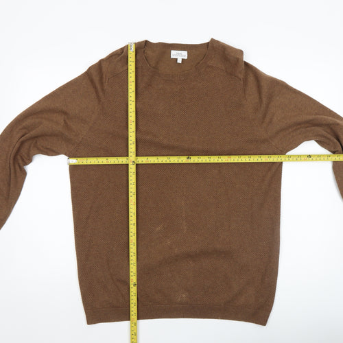 Next Men's Brown Cotton Blend Crew Neck Jumper Size L