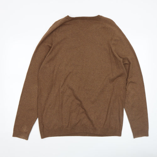 Next Men's Brown Cotton Blend Crew Neck Jumper Size L