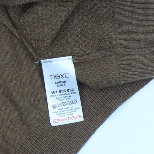 Next Men's Brown Cotton Blend Crew Neck Jumper Size L