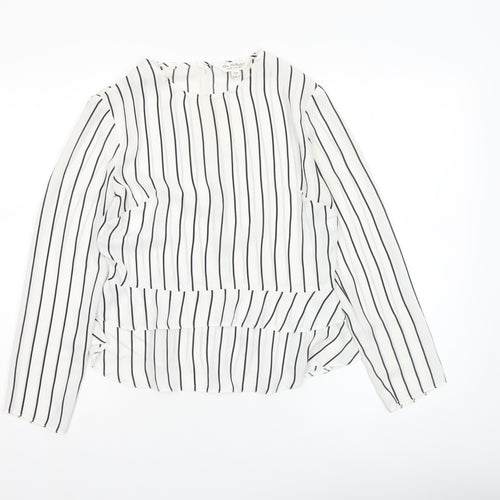 Miss Selfridge Women’s White Striped Long Sleeve Tunic Blouse Size 8