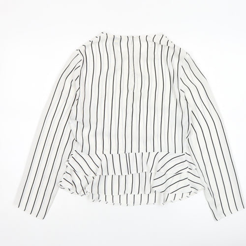 Miss Selfridge Women’s White Striped Long Sleeve Tunic Blouse Size 8
