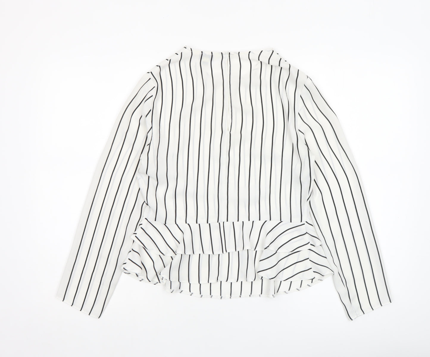 Miss Selfridge Women’s White Striped Long Sleeve Tunic Blouse Size 8