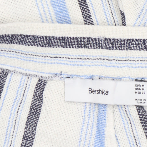 Bershka Men's Multicoloured Striped Casual Drawstring Shorts Size M