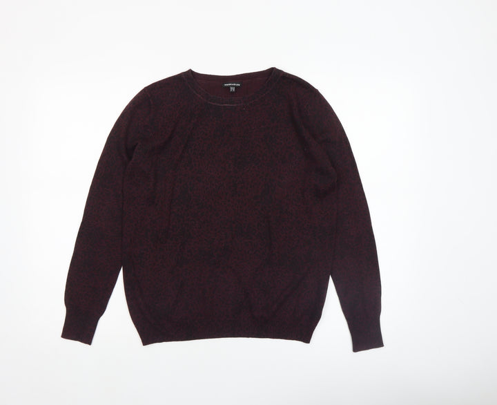 Warehouse Women Brown Animal Print Cotton Jumper Size 10