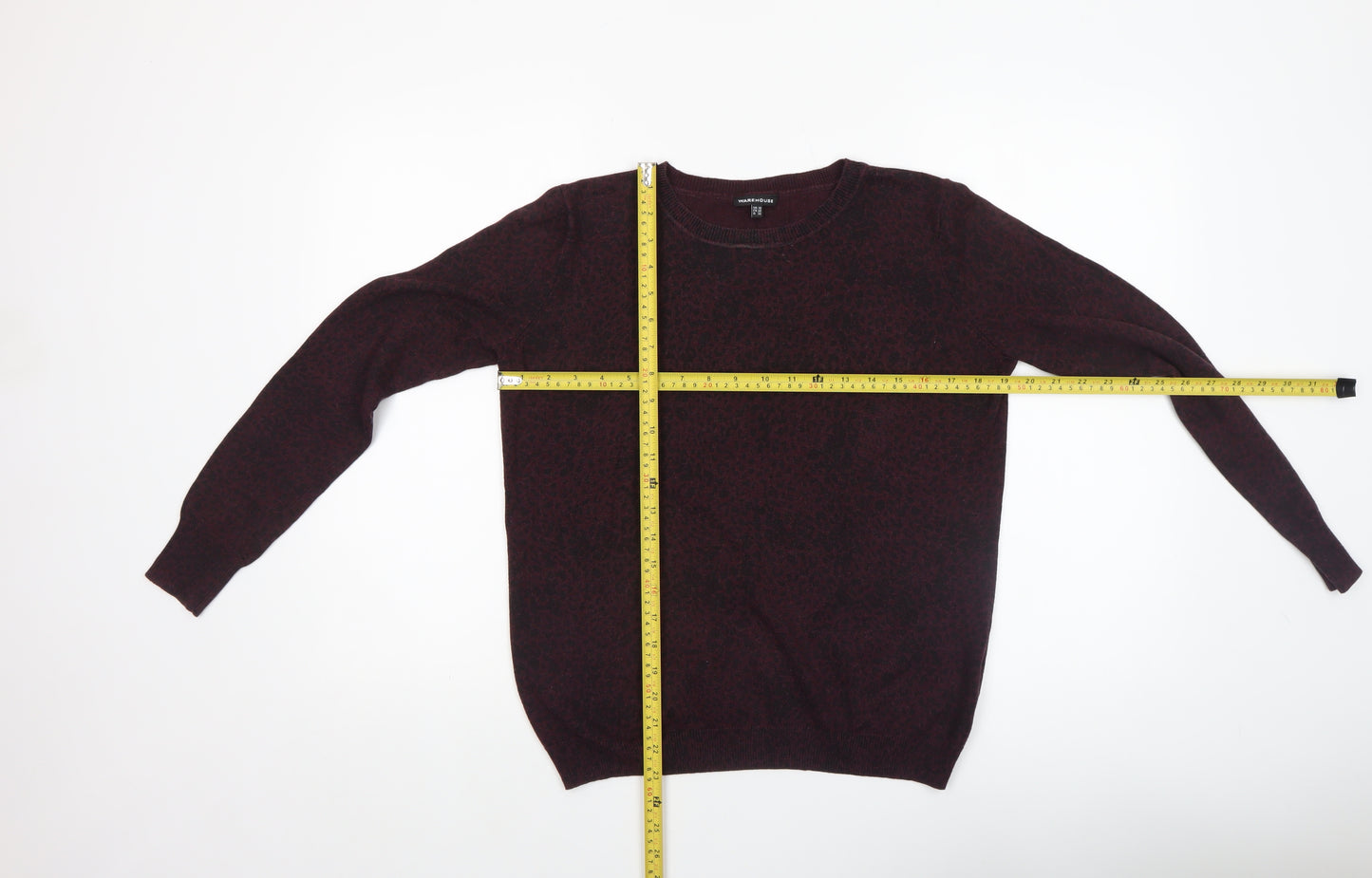 Warehouse Women Brown Animal Print Cotton Jumper Size 10