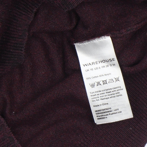 Warehouse Women Brown Animal Print Cotton Jumper Size 10
