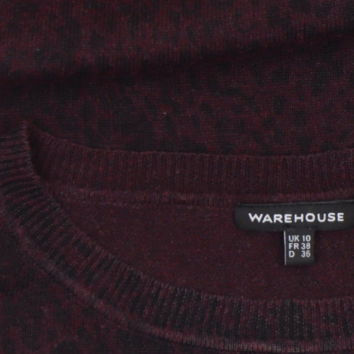 Warehouse Women Brown Animal Print Cotton Jumper Size 10